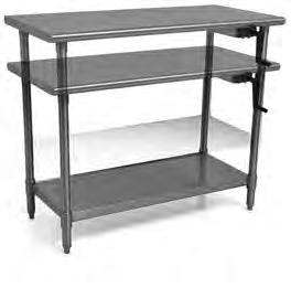 Catalog Section 10 TABLES Utility Stands EG10.26A Highly polished 16 gauge, 300 series stainless steel flat top. Adjustable undershelf or adjustable crossbracing. 24 (610mm) working height.