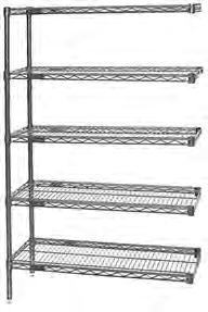 Catalog Section 1 SHELVING / RETAIL DISPLAY Five-Shelf Add-On Units EG01.25 INCLUDES: Five wire shelves. Two posts (same finish as shelves). Two S hooks per shelf. Shipped knocked-down.