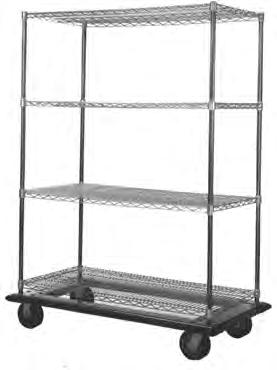 SHELVING / RETAIL DISPLAY Catalog Section 1 Dolly Trucks EG01.08 Fast assembly without tools. Open wire construction. Shipped knocked-down. INCLUDES: Four shelves. Four posts. Plastic split sleeves.