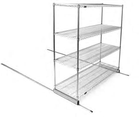 SHELVING / RETAIL DISPLAY Single-Deep Floor-Trak High-Density Storage System EG01.39A Catalog Section 1 Non-corrosive track constructed of anodized aluminum. The system is ADA-compliant. NSF approved.