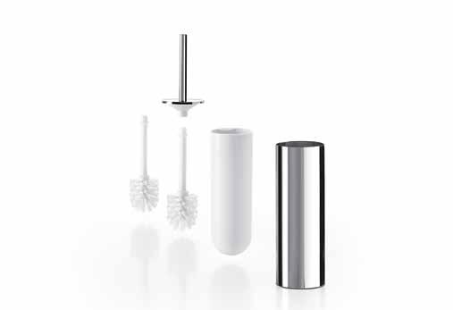 Toilet Brush Holders Geesa Toilet Brush Holder # 42710012 Ceramic, wood veneer and stainless steel Wall-mounted Suitable for Haiku Magnetic Accessories Color: Brown/White 13 L x 17 W x 50.