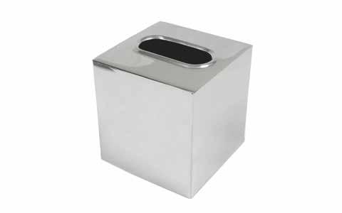 Tissue Boxes Maxim World Stainless Steel Tissue Box # 60710009 Durable Heavy weight Classic stainless steel 12 L x 12 W x 13 H cm Intros Cube Tissue Box # 54600005 Price competitive Classic design