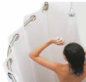 Shower Accessories Focus Hookless Shower Curtain # 413160017 Flex-On rings for time saving