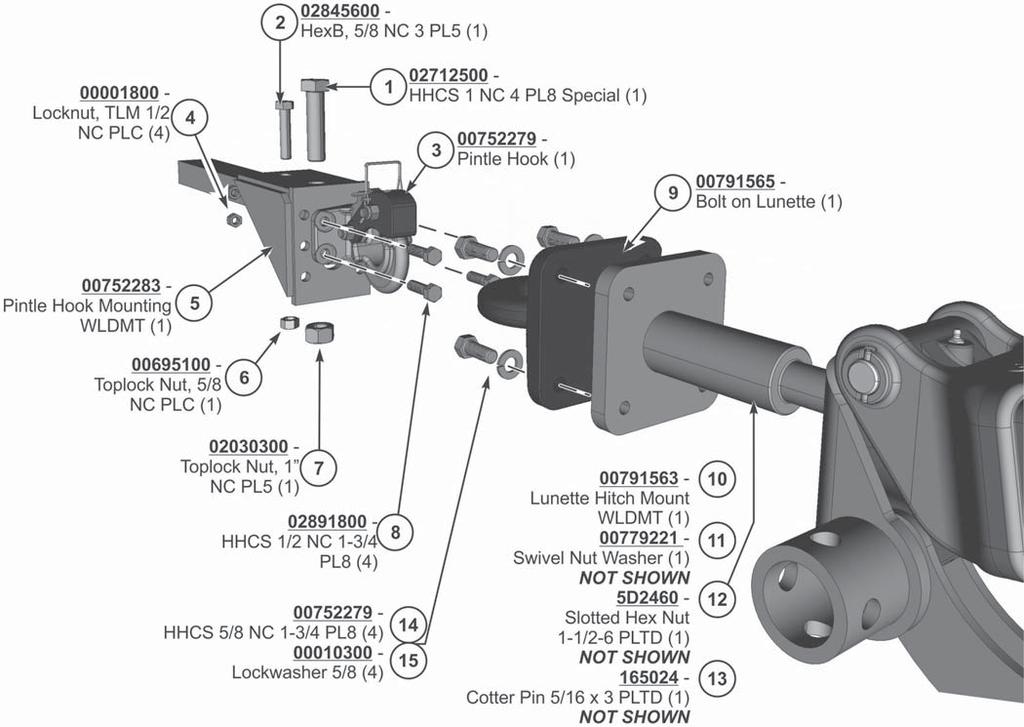 HITCH ASSEMBLY - PINTLE (OPTIONAL) ITEM PART NO. QTY.