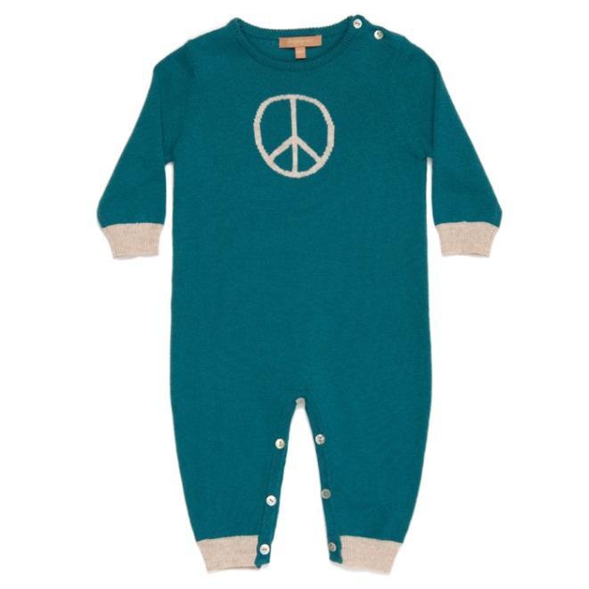 BABYGROW AW12KNB102 Cashmere blend baby grow with peace and love intarsia