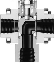 Grounding spring grounds stem to provide continuity for antistatic protection Live-loaded, 2-piece chevron stem packing requires less operating torque improves performance compensates for stem wear