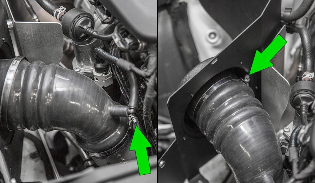 Once you are happy with the intake position, firmly tighten both hose clamps.