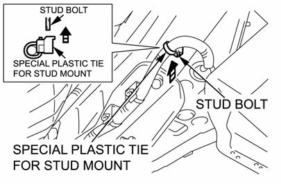 4-16 Side Cutter (r) Secure special plastic tie for stud mount to the underbody stud bolt. (Fig.4-17) Fig. 4-17 Fig.