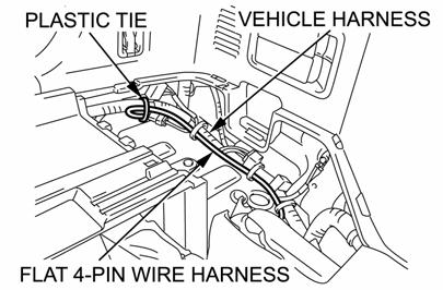 4-19 (v) Secure the flat 4-pin wire harness to the vehicle harness using three (3) plastic ties. (Fig.