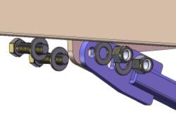 Install body frame to outside of swing arm pivot bolts as shown using supplied hardware. Figure 9.