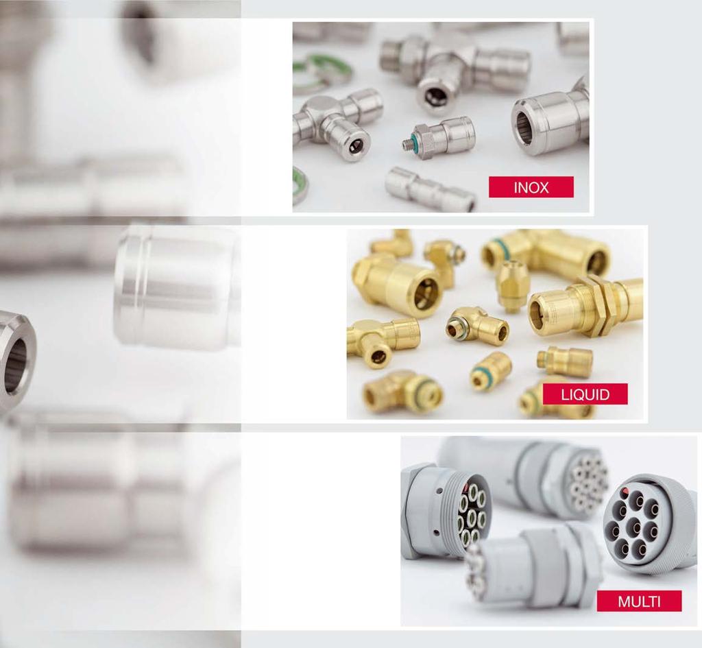 Quality solutions - Made by EISELE 77 FROM STANDARDIZED TO HIGHLY INDIVIDUAL EISELE LIQUIDLINE Connections for cooling water The through-flow-optimized connections in the EISELE LIQUIDLINE are