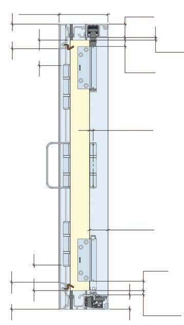 When using Twinpoint Series Flushbolt assembly, top of panel to top of hinge measurement is 5-29/32 (150mm).