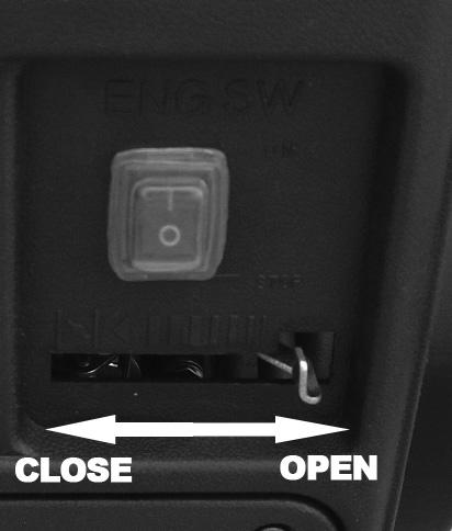 Move the choke lever to the closed position. (Move to far left position. See figure 5). 6. Set the engine switch to the on position. (Until the upper part of the rocker switch is firmly depressed). 7.
