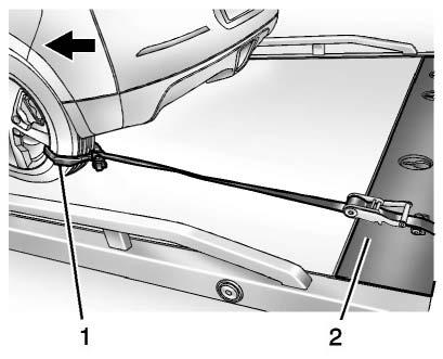 Ramps (2) are required for the front fascia (3) to clear the flatbed (1). The ramp height should be approximately 102 mm (4 in). Lower the flatbed onto the set of ramps.
