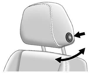 54 Seats and Restraints To adjust the head restraint forward and rearward, press the button located on the side facing of the head restraint and move it