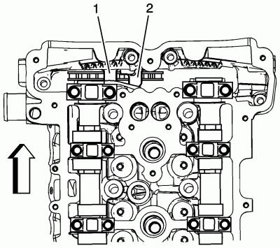 Page 16 of 29 14. Assemble the intake camshaft actuator into the timing chain with the timing mark lined up with the uniquely colored link (1). 15.