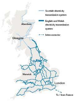 NG Transmission Network Scale of National Grid transmission network coverage in comparison to Scottish