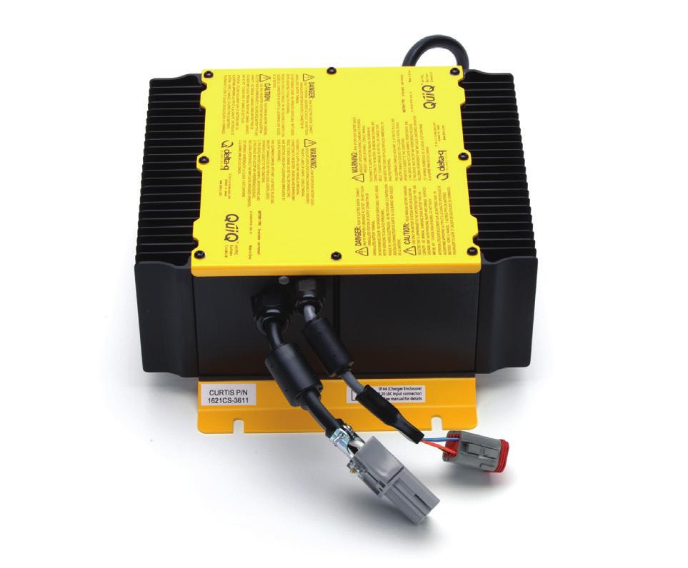 The Curtis Model 1621 high frequency battery chargers are portable and allow easy charging of industrial vehicle batteries from 24 VDC to 96 VDC using any standard outlet in the world.