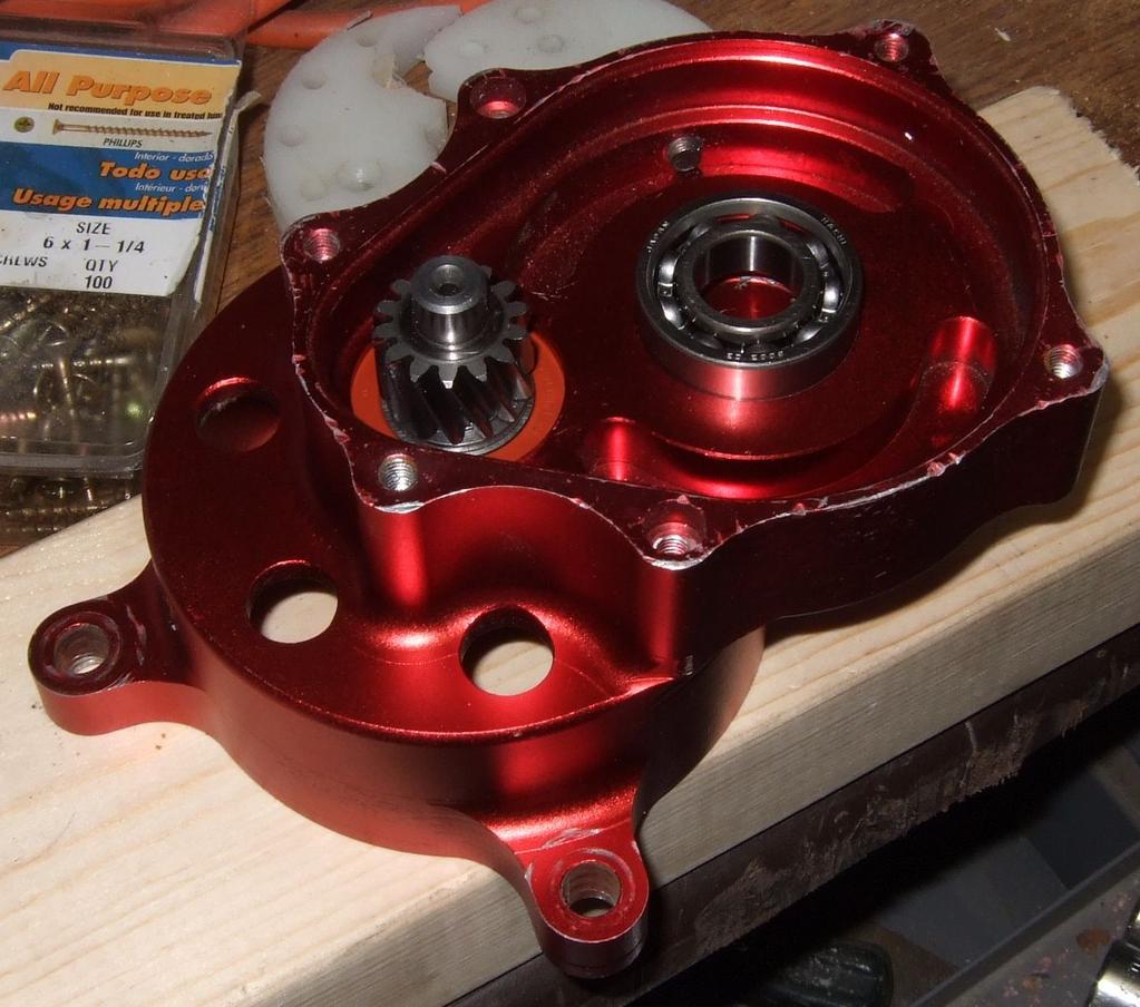 Figure 9: Inserting output shaft pilot bearing Turn the case over and insert the pilot bearing for the output shaft