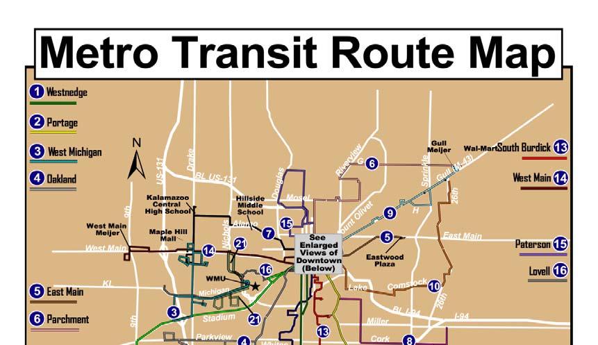 19 routes in the Kalamazoo County Monday - Saturday