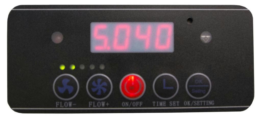 5.5 Control Panel Button Functions On/Off Button Pressing the power switch on the remote control or the machine control panel should cause the machine to start running and the orange light on the