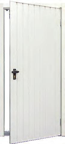 Side hinged garage doors STEEL Vertical Medium Rib Matching personnel doors share the same quality construction and ease of use.