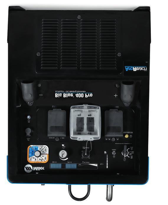 Big Blue 400 Pro Features and Controls Digital meters with SunVision technology enable welding parameters to be viewed with greater clarity than analog meters at virtually any angle.