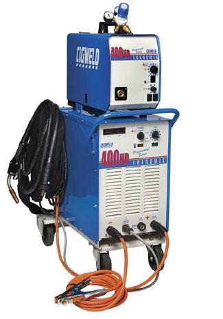 Heavy Duty MIG TRANSMIG 400HD 400 Specifications Processes MIG (GMAW/FCAW) Supply Voltage 415V +/- 10%, 32A supply lead Current Range 30-400A Duty Cycle (40 C, 10mins) 400A@50% Recommended Generator