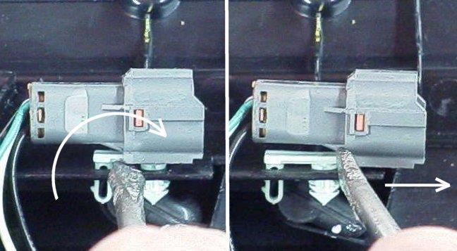 15) Set the tail light panel on a shop rag with the sockets facing you. Orient the panel as if you are looking at the panel from inside the trunk. The left side of the panel will be on your right.