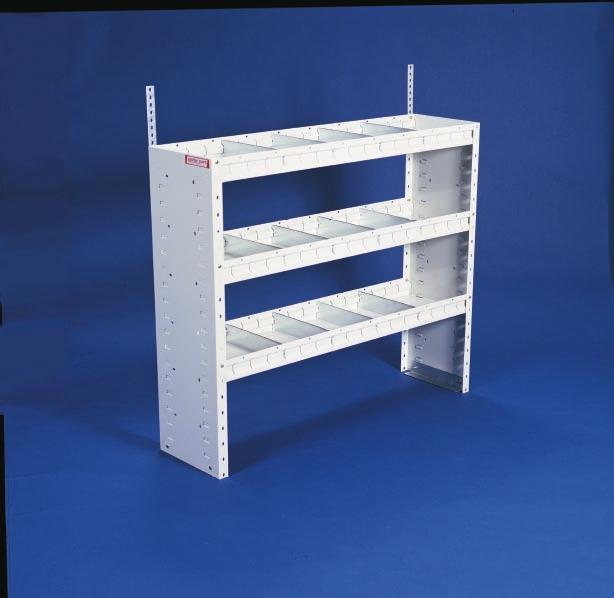 Once shelf spacing is determined, bolts can be installed into prepunched holes and tightened into place.