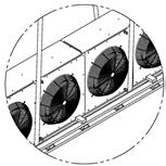 Figure 15 Attaching legs to one-fan to four-fan drycoolers Attach legs as shown in this close-up view. 2.