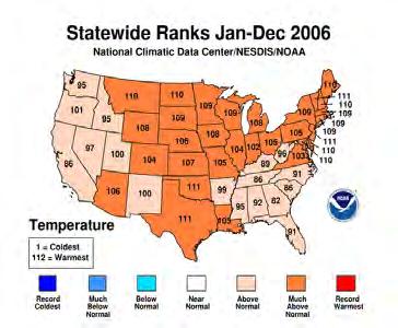 Qualitative Meteorological Trends Annual Temperature 2003-2010 Blue colors represent the coldest