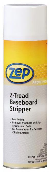 Easy Solution For Hard-To-Reach Areas Z-Tread Baseboard Stripper Strip floor finish from around baseboards, tight corners and other hardto-reach areas with this convenient aerosol.