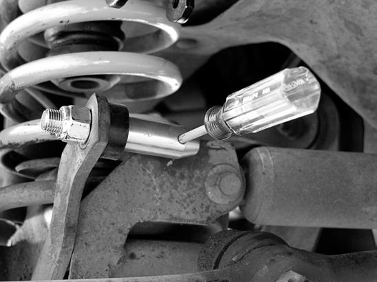 Remove the nut and mount the Upper Tapered Mounting Posts (C) on outboard side of the swaybar, ensuring small Click Pin holes are horizontal or parallel with the ground.