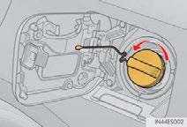 Opening the fuel tank cap Press the opener switch to open the fuel filler door.