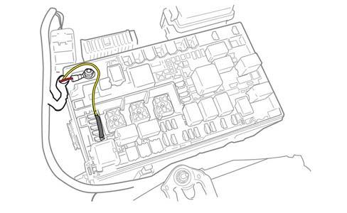 panel from the fender to the inside of the fuse box (Fig 20-5). Note: the battery is removed for clarity in the figure.