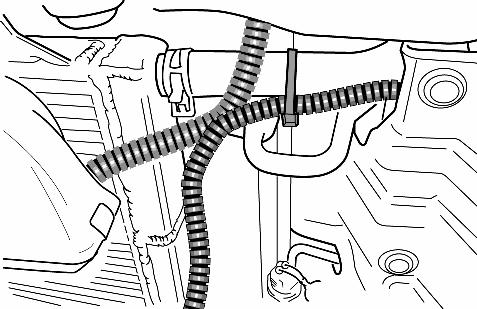 Fig 23-13 (m) Continue down and across the ¾ hose between the intercooler pump outlet and the
