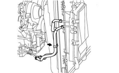 Fig 4-1 4. Fan and Shroud Removal. (a) Remove the upper radiator hose. Mark the radiator end of this hose with a marker or tape.
