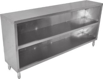 STEEL OPEN CABINET Two depths available Knocked down Easy to assemble Adjustable middle shelf High quality 430 stainless steel 18 gauge Options Casters Height* TKOC-1536-SS 15 36