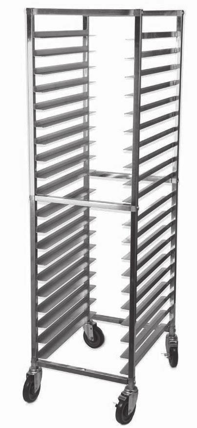 STAINLESS STEEL ANGLE RACKS All stainless steel Knocked down Easy to assemble Rounded corners Welded tray slides Protective U channel support Non marking casters Options Thorinox protective cover