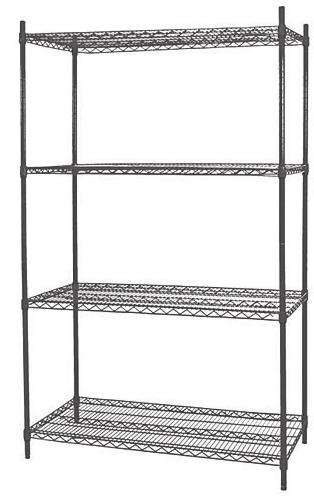 GREEN EPOXY WIRE SHELVES Multiple post sizes available Numbered posts Easy to assemble Various sizes to fit your needs Economic shipping weight Reinforced in the middle Sold in sets of 4 Black post