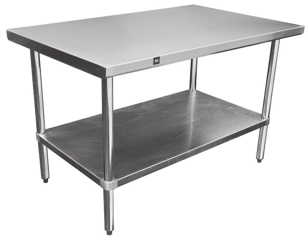 WORKTABLES DSST-GS GALVANIZED STEEL UNDERSHELF AND LEGS Made with high quality 430 stainless steel Galvanized undershelf and legs Easy to assemble 34 Height Stronger and non welded corners Various