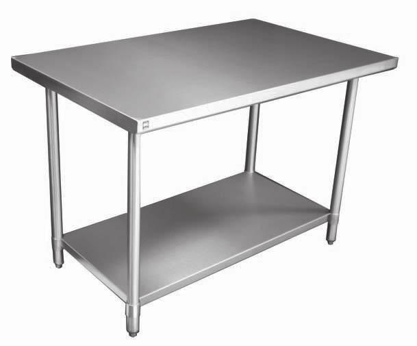 STAINLESS STEEL WORKTABLES DSST-SS ALL STAINLESS STEEL OPTIONS Made with high quality 430 stainless steel Easy to assemble 34 Height Stainless steel bulletfeet Stainless steel undershelf and legs 18
