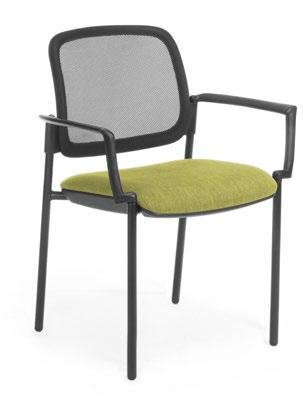 13 high 4 MAX USER STACKS VISITOR Upholstered, mesh or round 4 leg or sled in black or chrome Optional arms - square or round Your choice of any fabric.