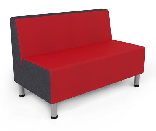 Lulu Australian made casual commercial seating. Designed with arms and loose cushions. High Density Foam set. Available in 1, 2 or 3 seat version with round chrome look legs. POPULAR OPTIONS See p.