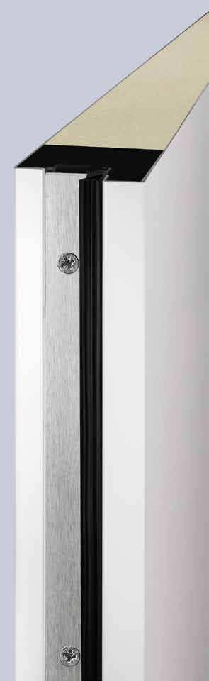 Steel/aluminium entrance door ThermoPro Door leaf All ThermoPro doors are equipped with a solid, 46-mm-thick interior and exterior steel door leaf with internal leaf profile and thick rebate design.
