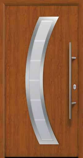 For a welcoming reception at home Style 850 Shown: Decograin Dark Oak Stainless steel handle HB 38-2 on steel infill, with rounded glazing: triple-pane insulated glass, exterior laminated safety