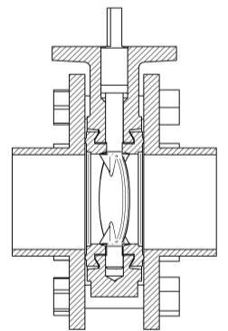 APOLLO BFV INSTALLATION MANUAL - Page 5 of 12 FIGURE 2: VALVE IN PARTIALLY OPEN POSITION Step 5. Spread the pipe flanges apart allowing the valve to be slipped easily in between the flanges. Step 6.