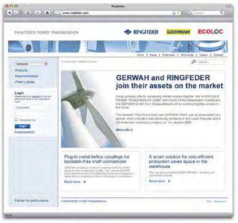 RINGFEDER POWER TRANSMISSION Website Relaunch Global Player with