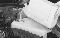 Fill the radiator with the proper DEX-COOL coolant mixture, up to the base of the filler neck.